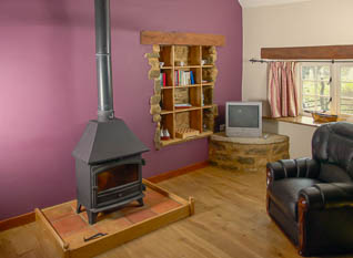 Lounge with vaulted ceiling